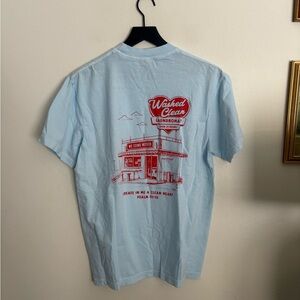 DEAR HEART ComfortColor Washed Clean Light Blue God Faith Graphic Tee Medium NWT